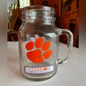 Vtg Clemson University Mason Jar Mug